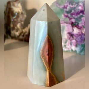 🌿 Polychrome Jasper Tower – Desert Flame Pattern, Earthy and Grounding